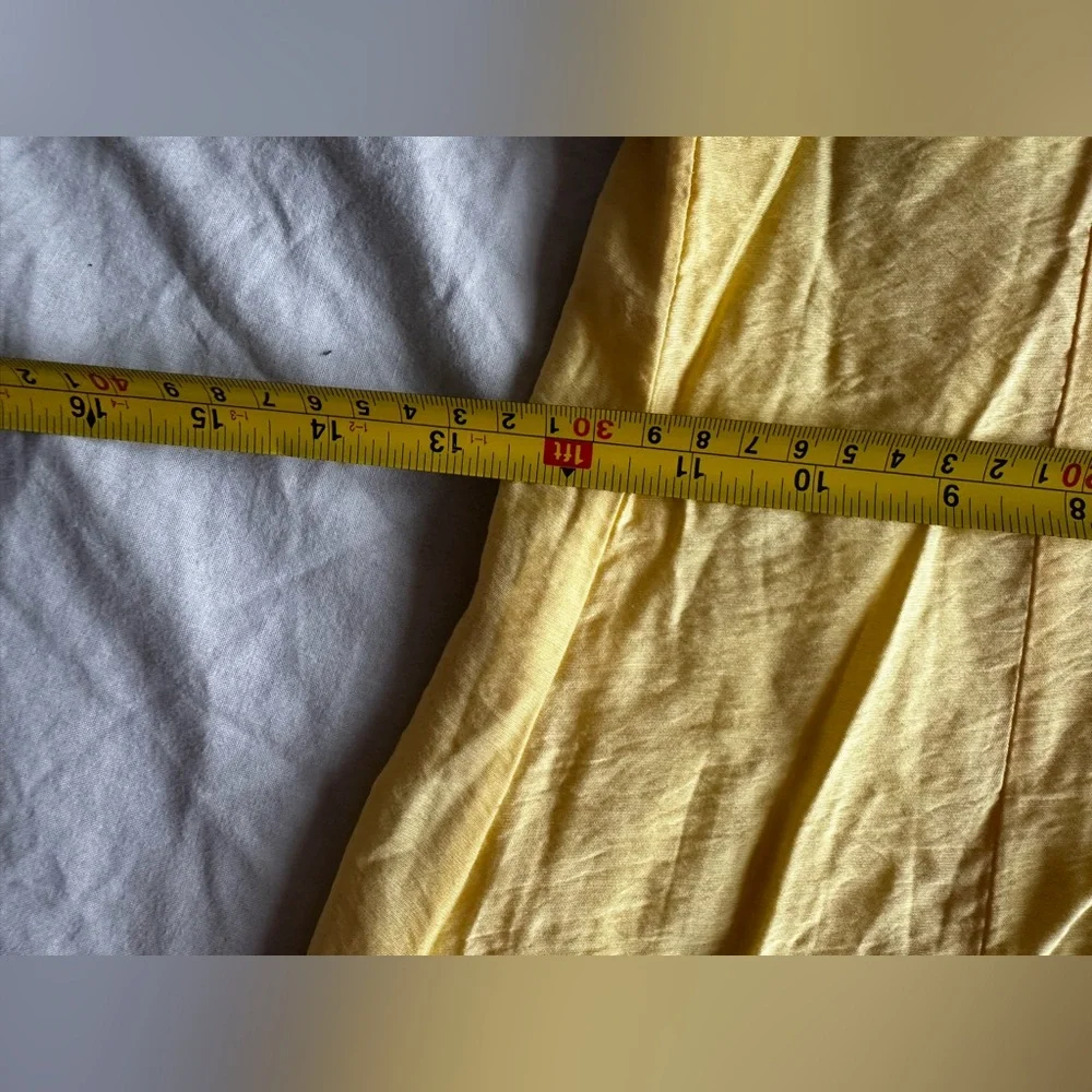 Selected Femme Yellow Linen-Look Sundress Summer Maxi Dress Adjustable Strap 34 - Picture 10 of 12